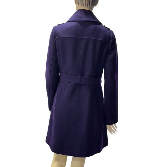 Kenneth Cole Women's Wool Blend Purple Belted OverCoat Size 10 - Picture 15 of 16
